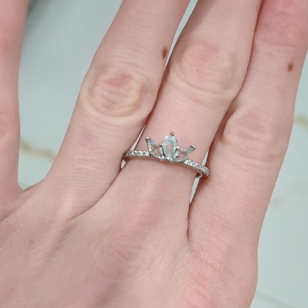 Pandora Size 7 Elegant Silver Ring with Crystal Accent